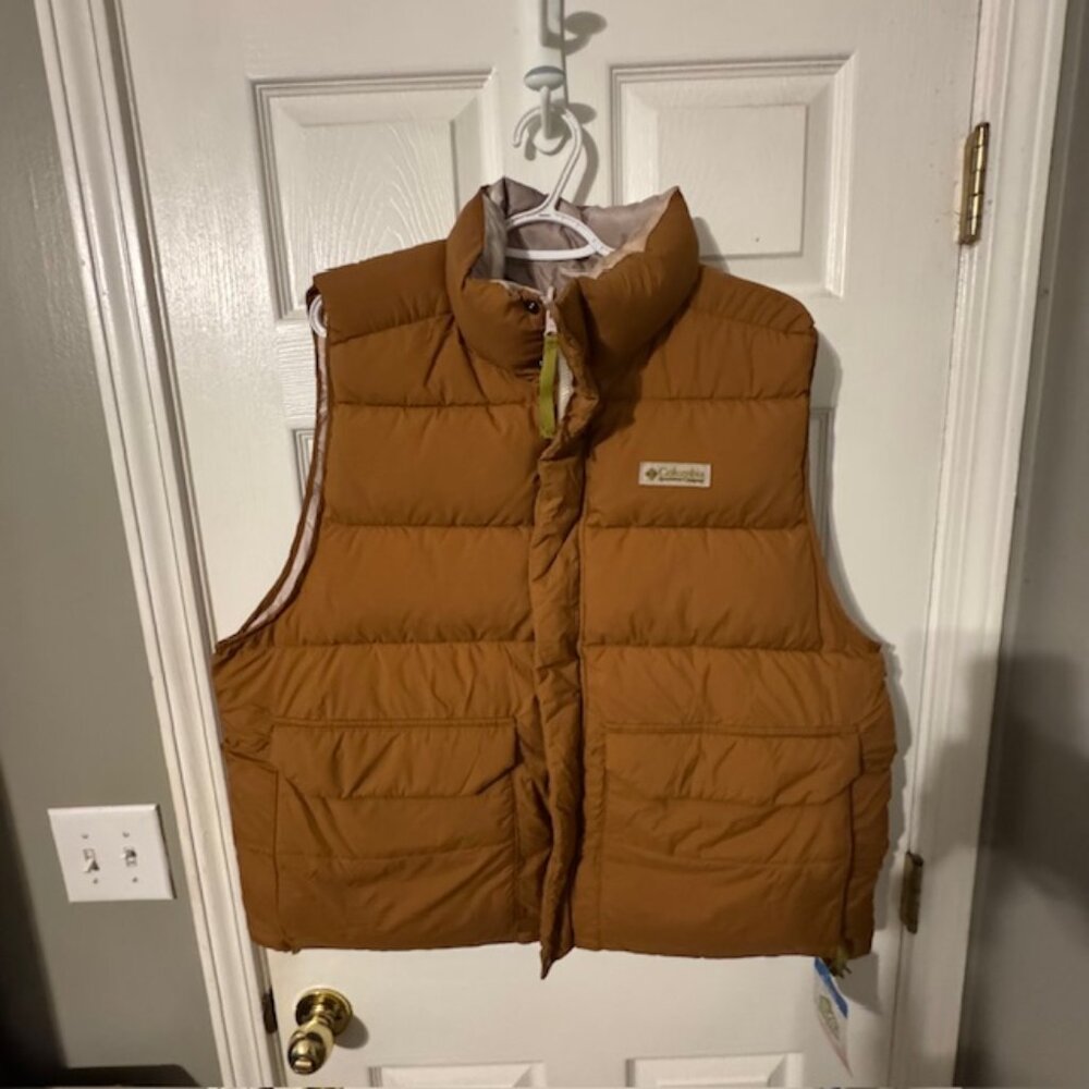 Columbia Wallowa Reversible Puffer Vest Men's XL Camel Omni Shield NWT $180